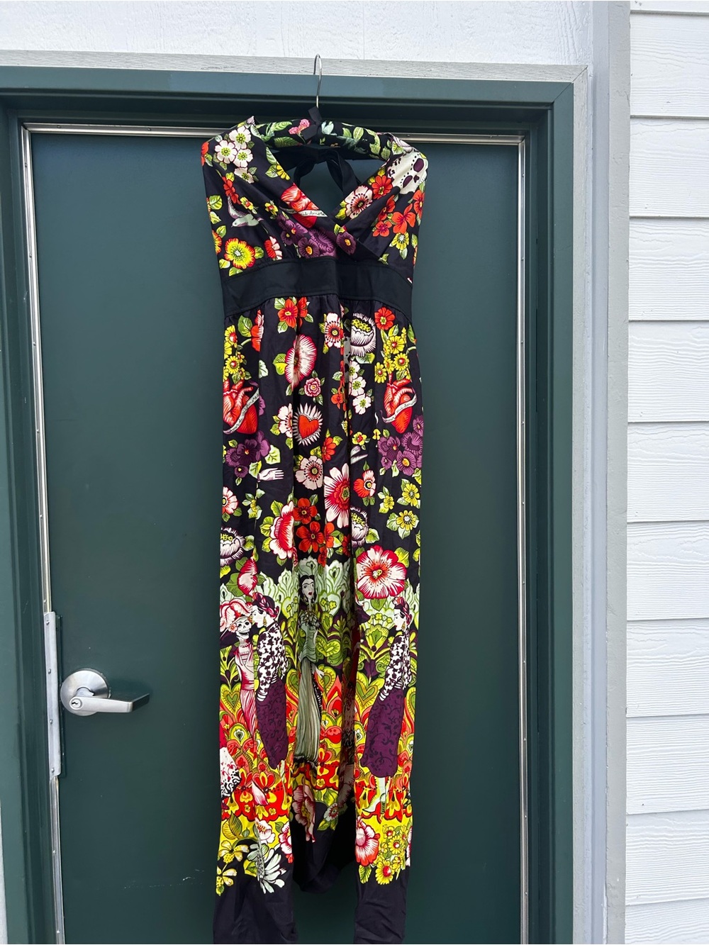 Black Floral Maxi Dress with Multicolor Print